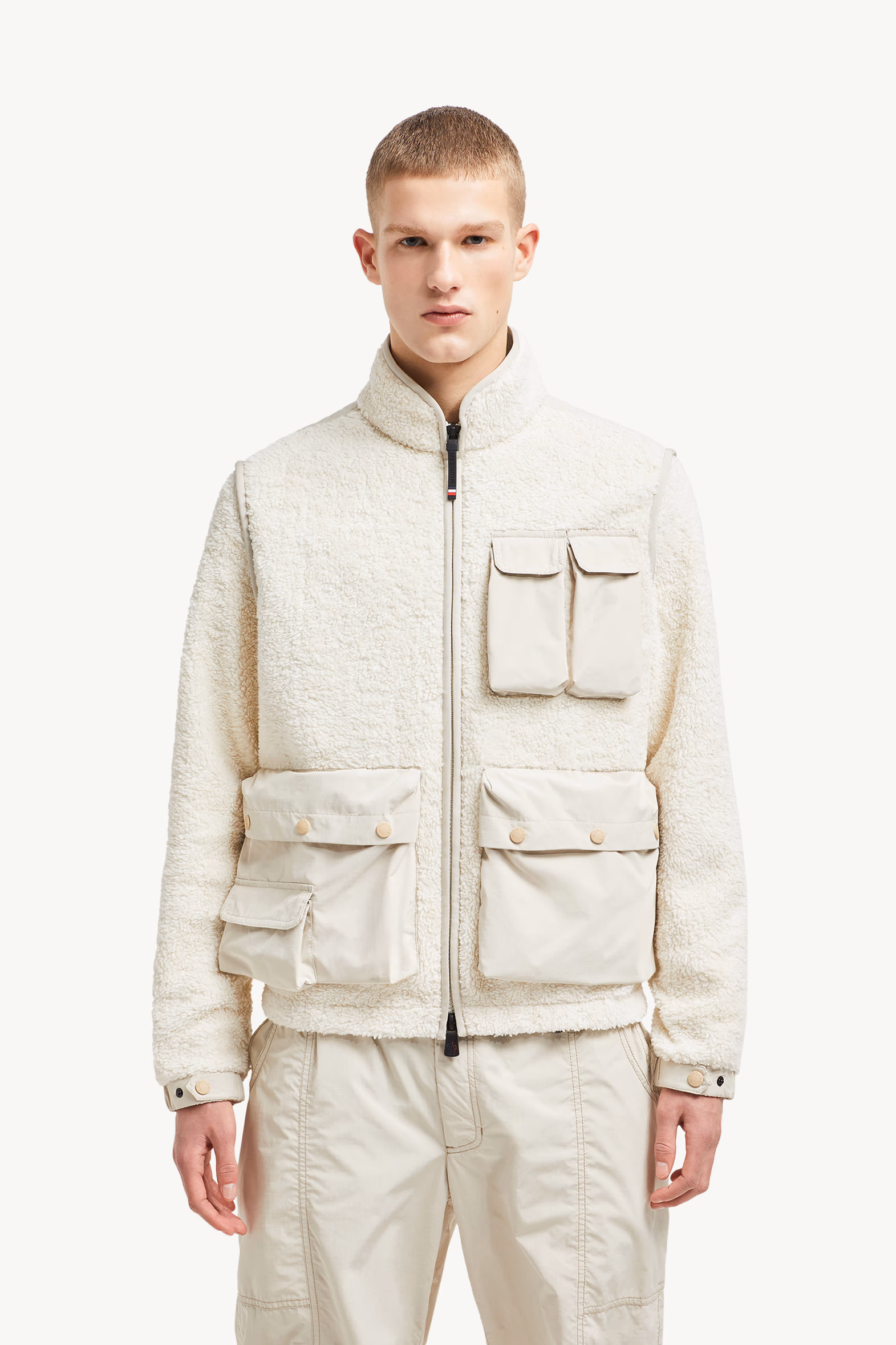 Sudadera acolchada efecto peluche con cremallera Hombre Blanco Moncler 3